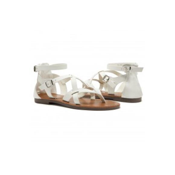 NWT SHOE LAND SL-MONACO WOMEN'S WHITE OPEN-TOE GLADIATOR ZIP BACK SANDALS 8.5 - Picture 1 of 11